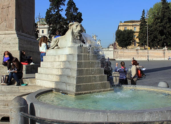 Lion Fountain. Piazza del Popolo