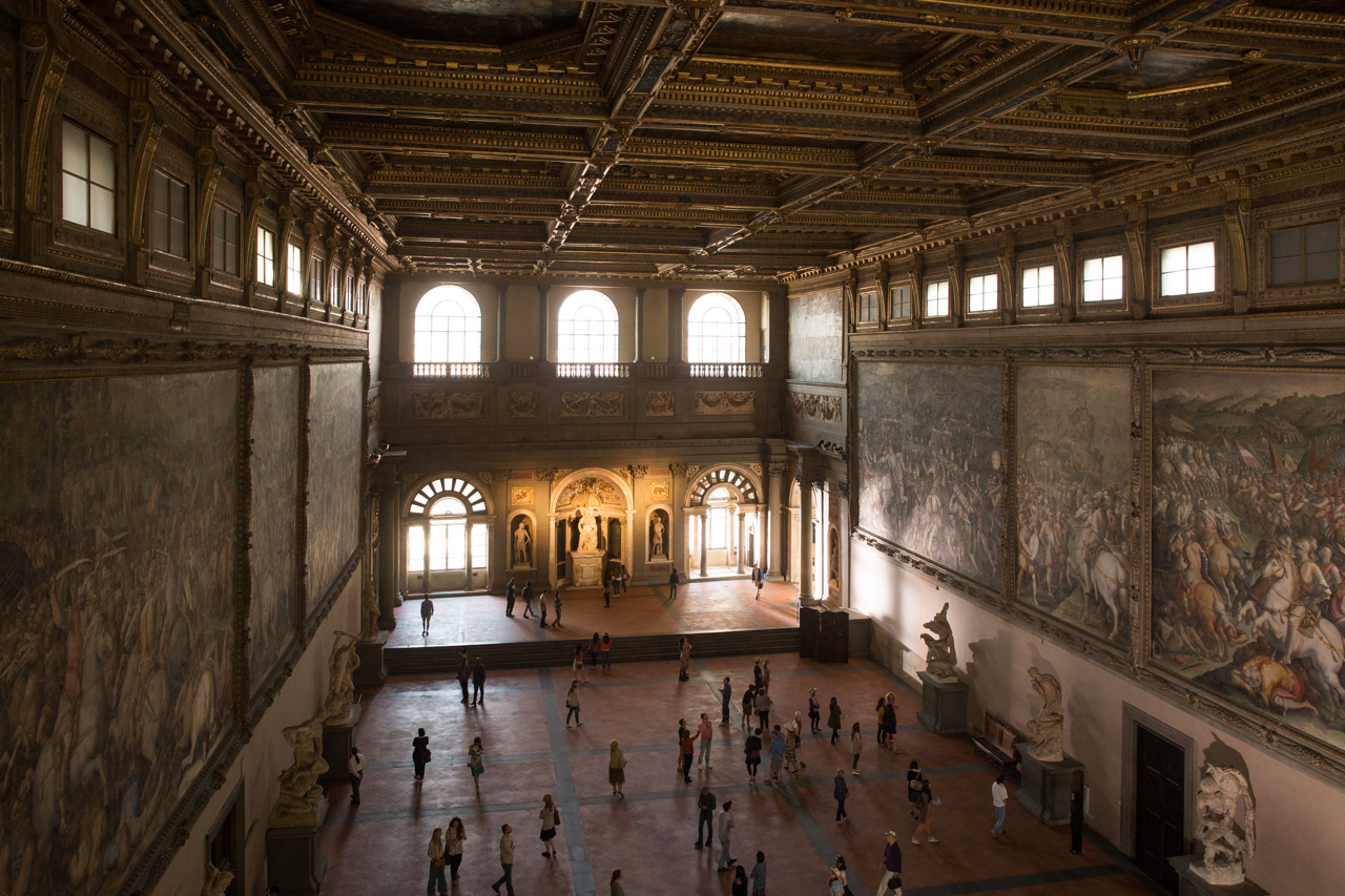 The Hall of 500 at Palazzo Vecchio, Florence in Columbia Pictures' INFERNO.